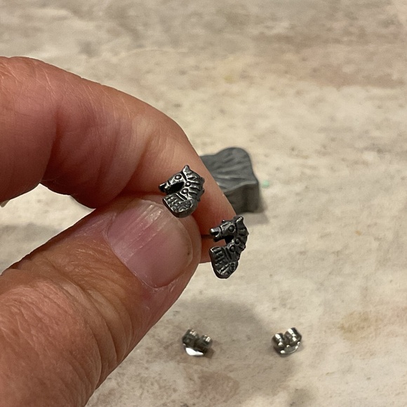 Torino Pewter Carousel Horse Trinket Box Brooch Earrings Vintage - Picture 7 of 11